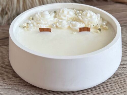 Svatební sójová svíčka s vůní květin