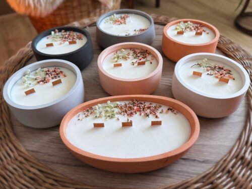 Sójová svíčka v betonu – Jarní probuzení