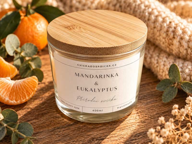 Sójová svíčka ve skle – Mandarinka s Eukalyptem