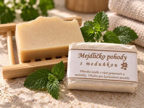Jemné přírodní mýdlo s vůní pomeranče a meduňky.
